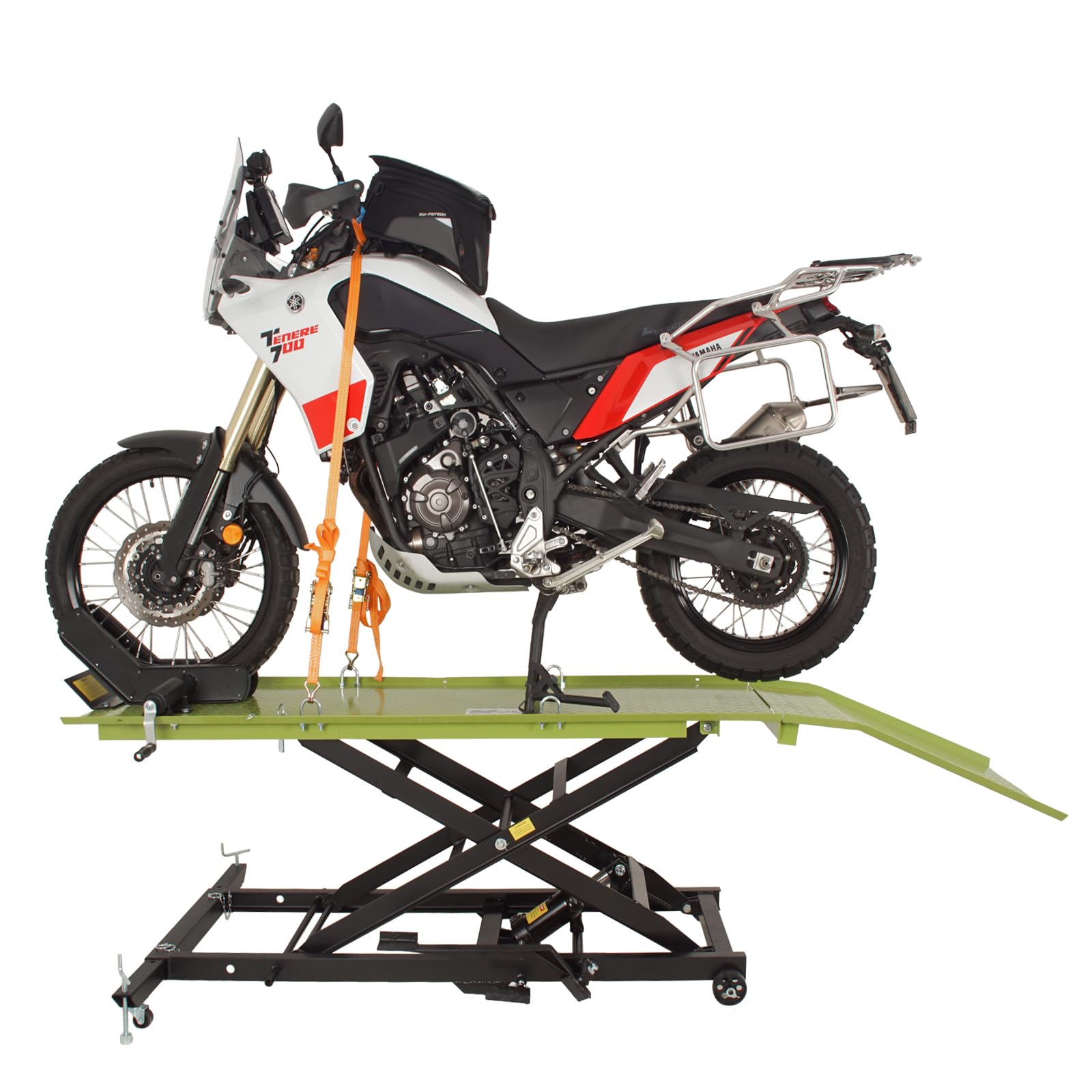 TRUTZHOLM Hydraulische Motorradhebebühne XL 560 kg Scherenhub Breite 60,5 cm Motorradheber Montagebühne Heber Motorradlift Scherenheber Hebebühne für Motorräder in Schwarz/Grün von TRUTZHOLM