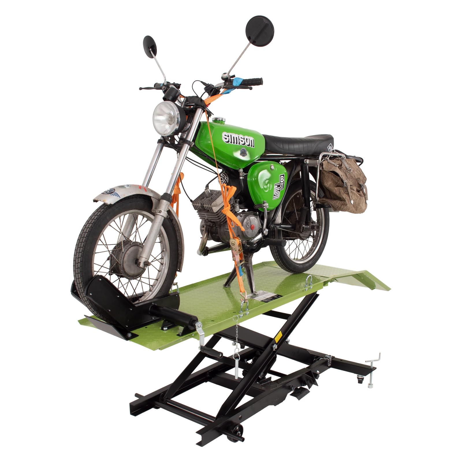 TRUTZHOLM Motorradhebebühne hydraulisch 360 kg Breite 47 cm kleine Montagebühne Heber Motoradlift Scherenheber Hubständer Motorrad Hebebühne für kleine Motorräder und Mopeds (Grün) von TRUTZHOLM