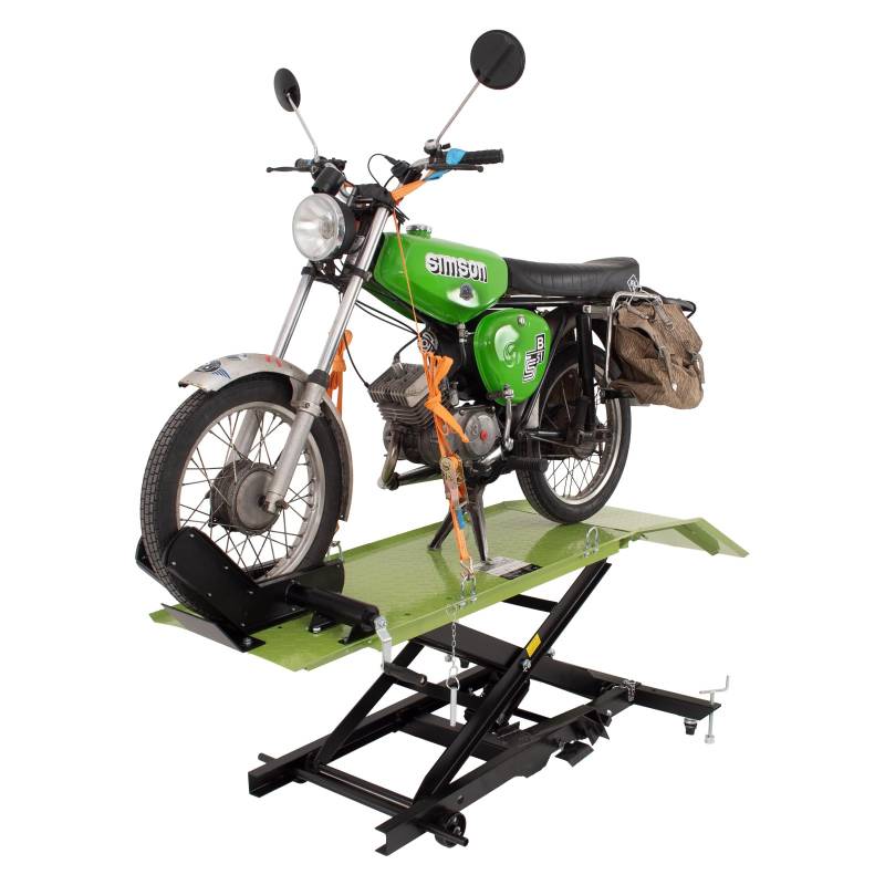 TRUTZHOLM Motorradhebebühne hydraulisch 360 kg Breite 47 cm kleine Montagebühne Heber Motoradlift Scherenheber Hubständer Motorrad Hebebühne für kleine Motorräder und Mopeds (Grün) von TRUTZHOLM