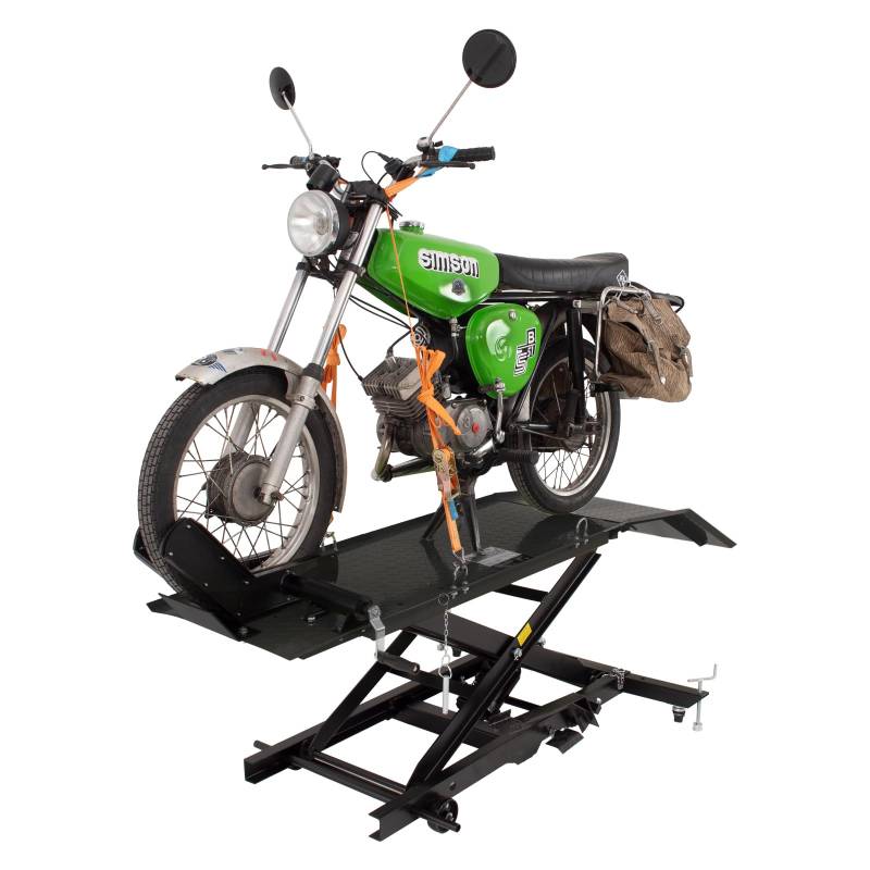 TRUTZHOLM Motorradhebebühne hydraulisch 360 kg Breite 47 cm kleine Montagebühne Heber Motoradlift Scherenheber Hubständer Motorrad Hebebühne für kleine Motorräder und Mopeds (Schwarz) von TRUTZHOLM