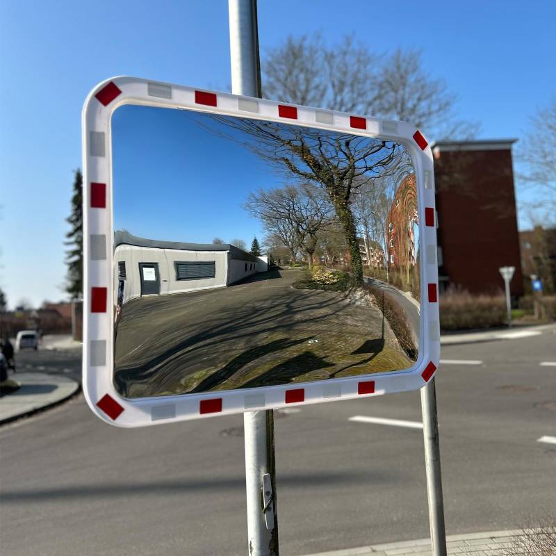 TRUTZHOLM Verkehrsspiegel eckig rot/weiß 60x80 cm Sicherheitsspiegel für innen und Außen von TRUTZHOLM