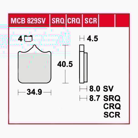 TRW Lucas Bremsbeläge Sintermetall MCB829SRT 34,9x40,5x8mm TRW Lucas Bremsbeläge Sintermetall MCB829SRT 34,9x40,5x8mm von TRW Lucas