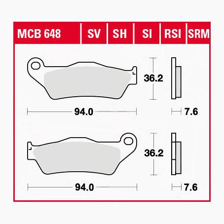 TRW Lucas Bremsbeläge Sintermetall Offroad MCB648SI 94x36,2x7,6mm TRW Lucas Bremsbeläge Sintermetall Offroad MCB648SI 94x36,2x7,6mm von TRW Lucas