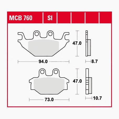 TRW Lucas Bremsbeläge Sintermetall Offroad MCB760SI 94/73x47x8,7/10,7 von TRW Lucas