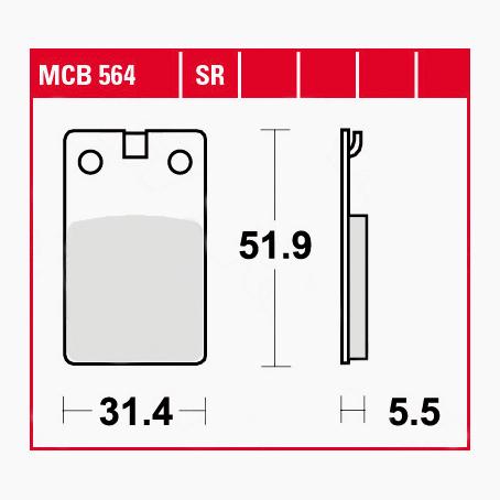 TRW Lucas Bremsbeläge Sintermetall Scooter MCB564SR 31,4x51,9x5,5mm von TRW Lucas