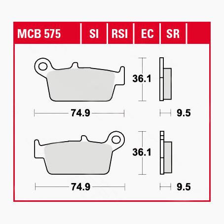 TRW Lucas Bremsbeläge Sintermetall Scooter MCB575SR 74,9x36,1x9,5mm TRW Lucas Bremsbeläge Sintermetall Scooter MCB575SR 74,9x36,1x9,5mm von TRW Lucas