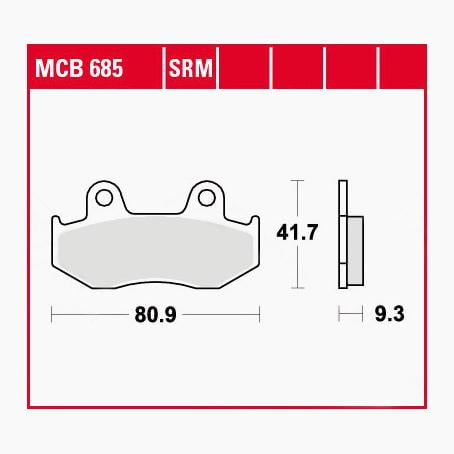 TRW Lucas Bremsbeläge Sintermetall Scooter MCB685SRM 80,9x41,7x9,3mm von TRW Lucas