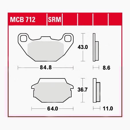 TRW Lucas Bremsbeläge Sintermetall Scooter MCB712SRM 84,8/64x43/36,7x8 TRW Lucas Bremsbeläge Sintermetall Scooter MCB712SRM 84,8/64x43/36,7x8 von TRW Lucas