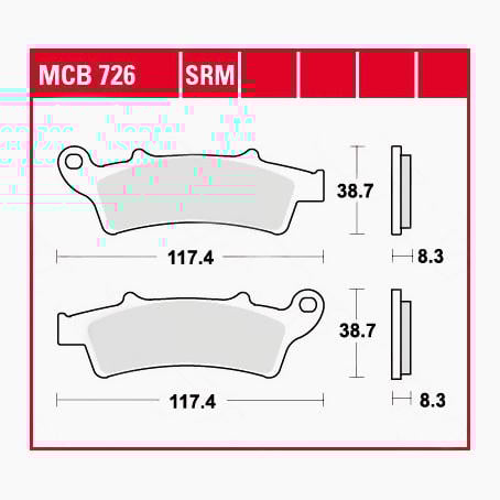 TRW Lucas Bremsbeläge Sintermetall Scooter MCB726SRM 117,4x38,7x8,3mm TRW Lucas Bremsbeläge Sintermetall Scooter MCB726SRM 117,4x38,7x8,3mm von TRW Lucas