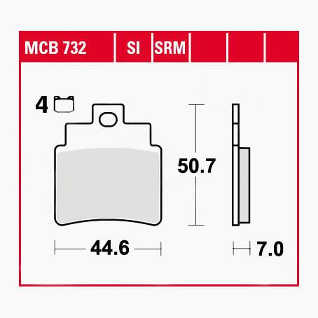 TRW Lucas Bremsbeläge Sintermetall Scooter MCB732SRM 44,6x50,7x7mm von TRW Lucas