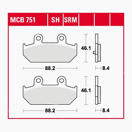 TRW Lucas Bremsbeläge Sintermetall Scooter MCB751SRM 88,2x46,1x8,4mm TRW Lucas Bremsbeläge Sintermetall Scooter MCB751SRM 88,2x46,1x8,4mm von TRW Lucas