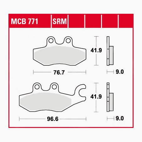 TRW Lucas Bremsbeläge Sintermetall Scooter MCB771SRM 76,7/96,6x41,9x9 von TRW Lucas