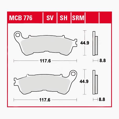 TRW Lucas Bremsbeläge Sintermetall Scooter MCB776SRM 117,6x44,9x8,8mm TRW Lucas Bremsbeläge Sintermetall Scooter MCB776SRM 117,6x44,9x8,8mm von TRW Lucas