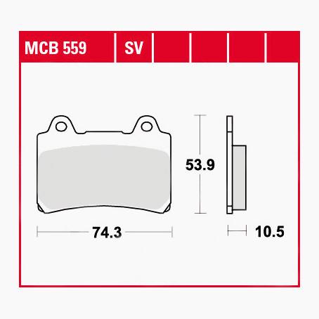 TRW Lucas Bremsbeläge Sintermetall Street MCB559SV 74,3x53,9x10,5mm von TRW Lucas