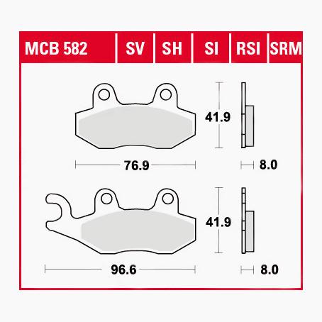 TRW Lucas Bremsbeläge Sintermetall Street MCB582SV 96,6/76,9x41,9x9mm TRW Lucas Bremsbeläge Sintermetall Street MCB582SV 96,6/76,9x41,9x9mm von TRW Lucas