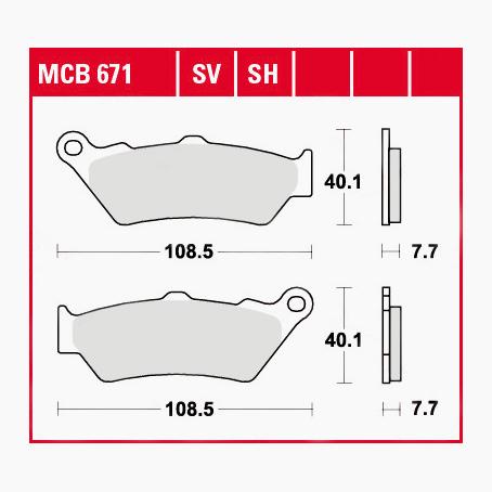 TRW Lucas Bremsbeläge Sintermetall Street MCB671SV 108,5x40,1x7,7mm TRW Lucas Bremsbeläge Sintermetall Street MCB671SV 108,5x40,1x7,7mm von TRW Lucas