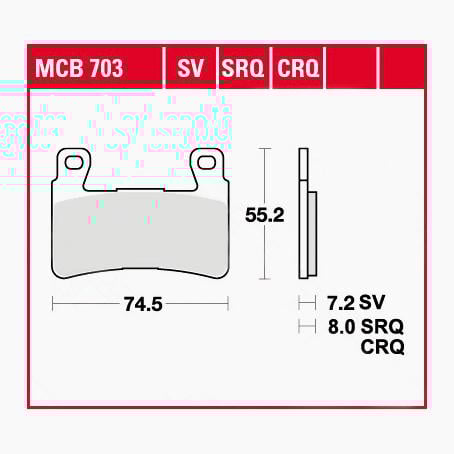TRW Lucas Bremsbeläge Sintermetall Street MCB703SV 74,5x55,2x7,2mm TRW Lucas Bremsbeläge Sintermetall Street MCB703SV 74,5x55,2x7,2mm von TRW Lucas