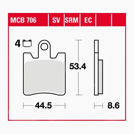 TRW Lucas Bremsbeläge Sintermetall Street MCB706SV 44,5x53,4x8,6mm TRW Lucas Bremsbeläge Sintermetall Street MCB706SV 44,5x53,4x8,6mm von TRW Lucas