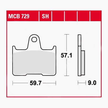 TRW Lucas Bremsbeläge Sintermetall Street MCB729SH 59,7x57,1x9mm von TRW Lucas