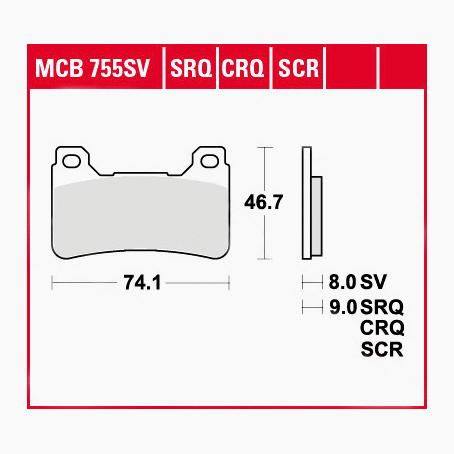 TRW Lucas Bremsbeläge Sintermetall Street MCB755SV 74,1x46,7x8mm TRW Lucas Bremsbeläge Sintermetall Street MCB755SV 74,1x46,7x8mm von TRW Lucas