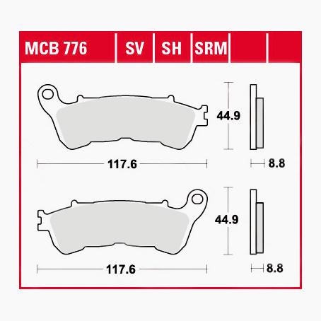 TRW Lucas Bremsbeläge Sintermetall Street MCB776SH 117,6x44,9x8,8mm TRW Lucas Bremsbeläge Sintermetall Street MCB776SH 117,6x44,9x8,8mm von TRW Lucas