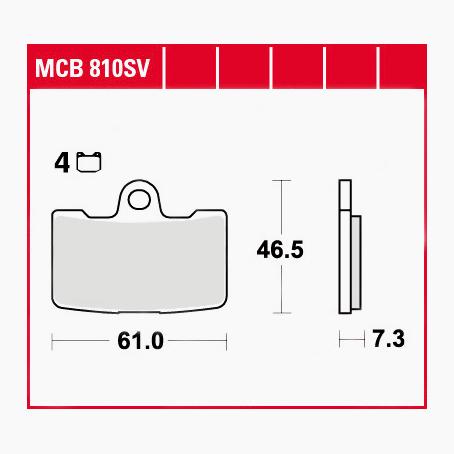 TRW Lucas Bremsbeläge Sintermetall Street MCB810SV 61x46,5x7,3mm von TRW Lucas