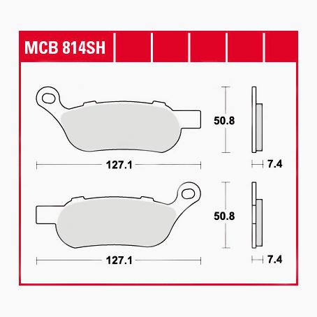 TRW Lucas Bremsbeläge Sintermetall Street MCB814SH 127,1x50,8x7,4mm von TRW Lucas