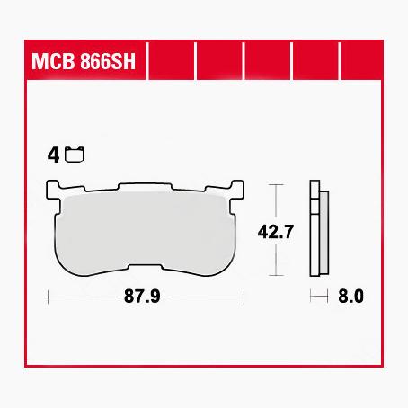 TRW Lucas Bremsbeläge Sintermetall Street MCB866SH 87,9x42,7x8mm von TRW Lucas