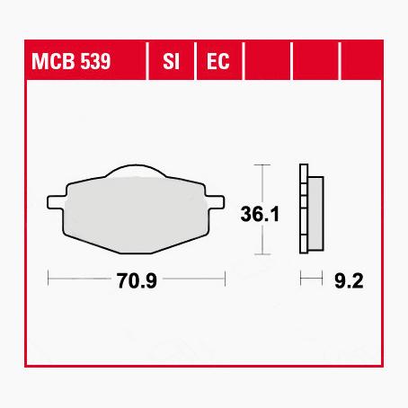 TRW Lucas Bremsbeläge organisch ECO MCB539EC 70,9x36,1x9,2mm von TRW Lucas