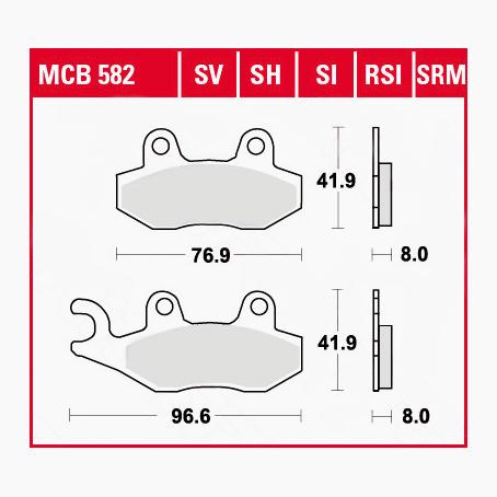 TRW Lucas Bremsbeläge organisch ECO MCB582EC 96,6/76,9x41,9x9mm von TRW Lucas