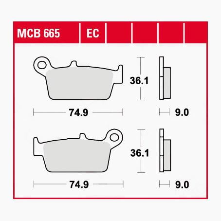 TRW Lucas Bremsbeläge organisch ECO MCB665EC 74,9x36,1x9mm von TRW Lucas