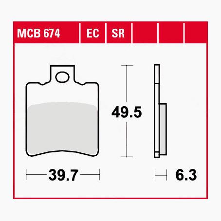 TRW Lucas Bremsbeläge organisch ECO MCB674EC 39,7x49,5x6,3mm von TRW Lucas