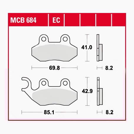 TRW Lucas Bremsbeläge organisch ECO MCB684EC 69,8/85,1x41/42,9x8,2mm TRW Lucas Bremsbeläge organisch ECO MCB684EC 69,8/85,1x41/42,9x8,2mm von TRW Lucas
