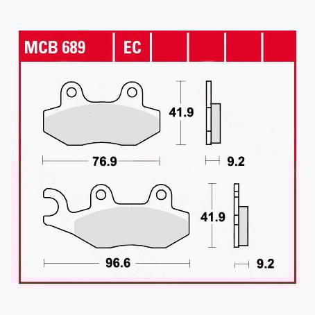 TRW Lucas Bremsbeläge organisch ECO MCB689EC 76,9/96,6x41,9x9,2mm TRW Lucas Bremsbeläge organisch ECO MCB689EC 76,9/96,6x41,9x9,2mm von TRW Lucas