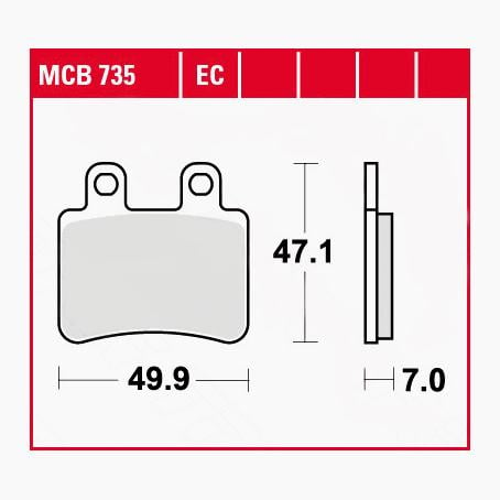 TRW Lucas Bremsbeläge organisch ECO MCB735EC 49,9x47,1x7mm von TRW Lucas