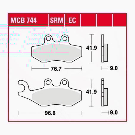 TRW Lucas Bremsbeläge organisch ECO MCB744EC 76,7/96,6x41,9x9mm TRW Lucas Bremsbeläge organisch ECO MCB744EC 76,7/96,6x41,9x9mm von TRW Lucas