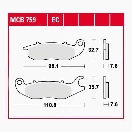 TRW Lucas Bremsbeläge organisch ECO MCB759EC 98,1/110,8x32,7/35,7x7,6 TRW Lucas Bremsbeläge organisch ECO MCB759EC 98,1/110,8x32,7/35,7x7,6 von TRW Lucas