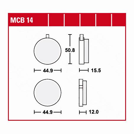 TRW Lucas Bremsbeläge organisch MCB14 44,9x44,9/50,8x12/15,5mm TRW Lucas Bremsbeläge organisch MCB14 44,9x44,9/50,8x12/15,5mm von TRW Lucas