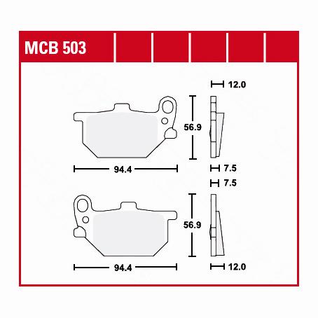 TRW Lucas Bremsbeläge organisch MCB503  94,4x56,9x7,5-12mm von TRW Lucas