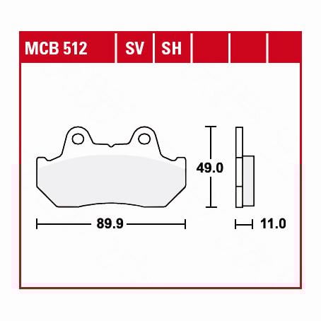 TRW Lucas Bremsbeläge organisch MCB512 89,9x49x11mm TRW Lucas Bremsbeläge organisch MCB512 89,9x49x11mm von TRW Lucas