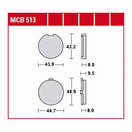 TRW Lucas Bremsbeläge organisch MCB513 43,9/44,7x43,2/48,9x8-9,5mm TRW Lucas Bremsbeläge organisch MCB513 43,9/44,7x43,2/48,9x8-9,5mm von TRW Lucas