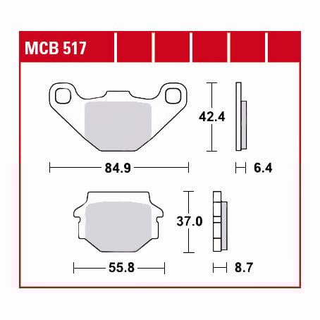 TRW Lucas Bremsbeläge organisch MCB517 84,9/55,8x42,4/37x6,4/8,7mm TRW Lucas Bremsbeläge organisch MCB517 84,9/55,8x42,4/37x6,4/8,7mm von TRW Lucas