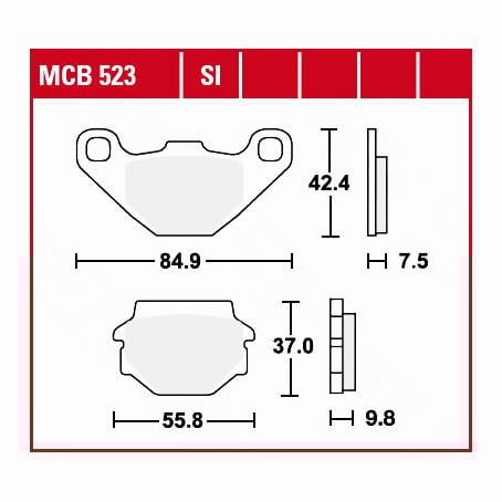 TRW Lucas Bremsbeläge organisch MCB523 84,9/55,8x42,4/37x7,5/9,8mm TRW Lucas Bremsbeläge organisch MCB523 84,9/55,8x42,4/37x7,5/9,8mm von TRW Lucas