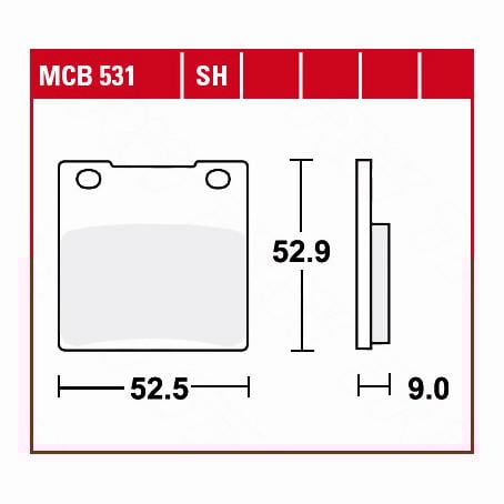TRW Lucas Bremsbeläge organisch MCB531 52,5x52,9x9mm TRW Lucas Bremsbeläge organisch MCB531 52,5x52,9x9mm von TRW Lucas