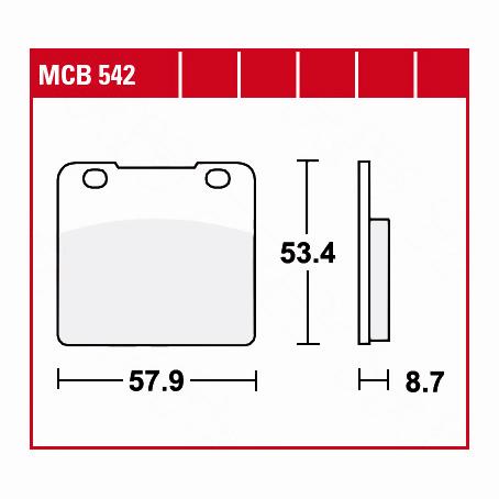 TRW Lucas Bremsbeläge organisch MCB542  57,9x53,4x8,7mm von TRW Lucas