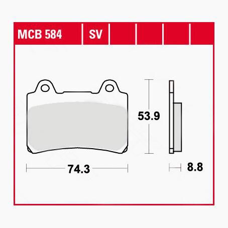 TRW Lucas Bremsbeläge organisch MCB584  74,3x53,9x8,8mm von TRW Lucas