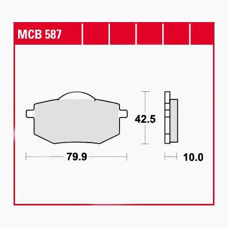 TRW Lucas Bremsbeläge organisch MCB587 79,9x42,5x10mm TRW Lucas Bremsbeläge organisch MCB587 79,9x42,5x10mm von TRW Lucas