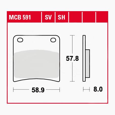 TRW Lucas Bremsbeläge organisch MCB591 58,9x57,8x8mm TRW Lucas Bremsbeläge organisch MCB591 58,9x57,8x8mm von TRW Lucas