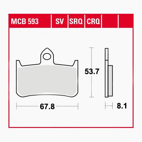 TRW Lucas Bremsbeläge organisch MCB593 67,8x53,7x8,1mm TRW Lucas Bremsbeläge organisch MCB593 67,8x53,7x8,1mm von TRW Lucas