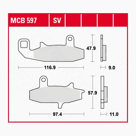 TRW Lucas Bremsbeläge organisch MCB597  116,9/97,4x47,9/57,9x9/11mm von TRW Lucas